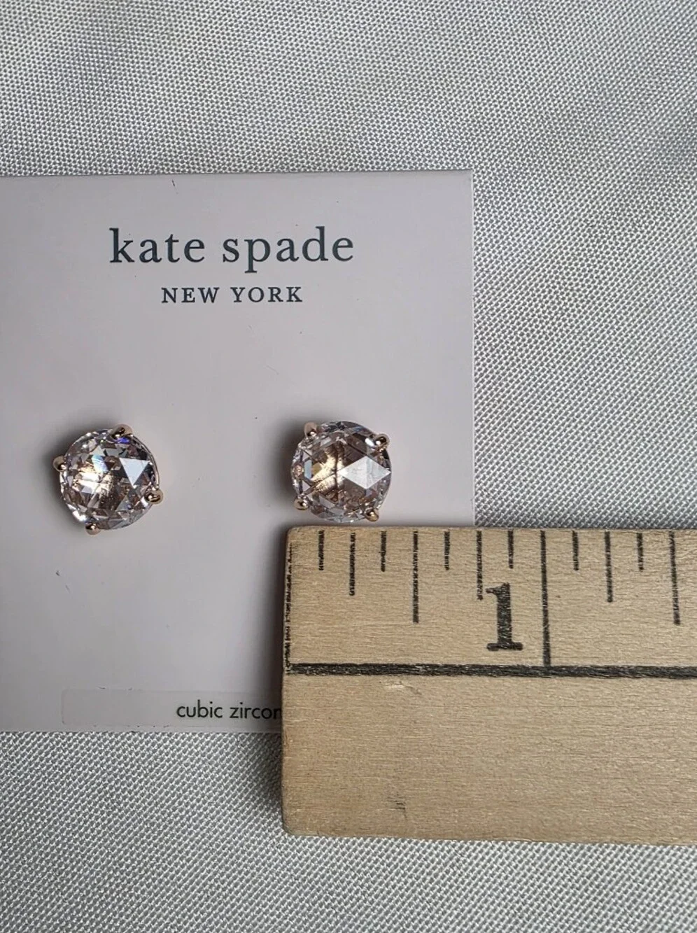 Kate Spade New York New Clear CZ Stud Earrings Rose Gold Tone